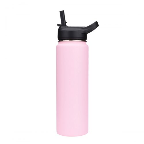insulated wide mouth water bottle with straw lid 24oz blank pink