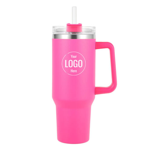 Custom Logo Stainless Steel Vacuum Insulated Tumbler 40oz with Lid and Straw Quencher H1.0 hot pink