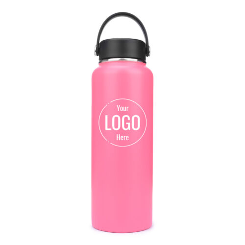 Wide Mouth Water Bottle with multi Caps customized Hydro Vacuum Flask hotpink